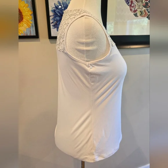 Calvin Klein White Lace Accent Tank Top - Picture 2 of 8